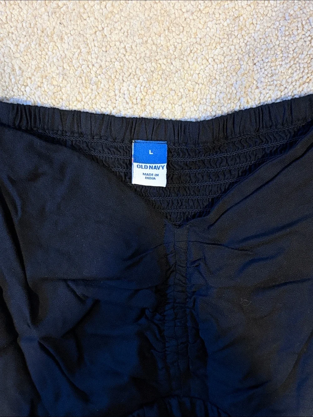 Old Navy black cropped fit peasant top with long puff sleeves